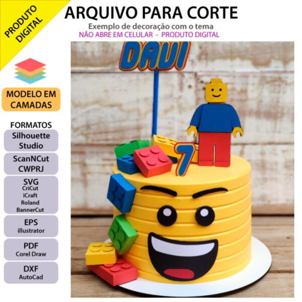 Arquivo topo de bolo Lego com elementos 3D +1 tema da loja - Imagem 3