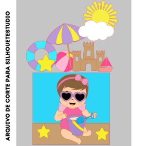 Arquivo Topo de Bolo Menina na Praia Bebê