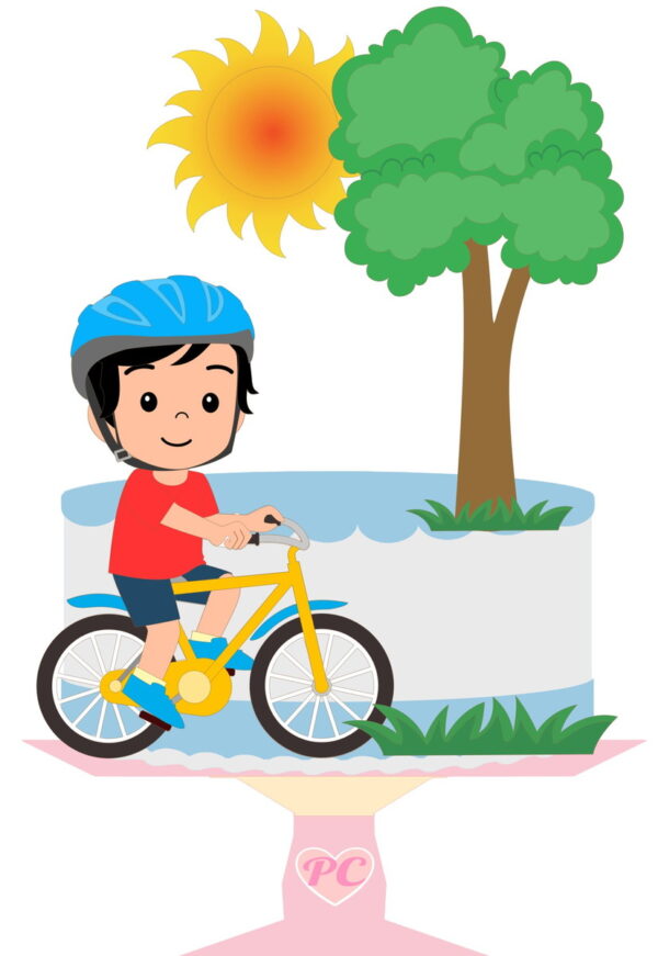 Arquivo Topo de Bolo - Menino bicicleta