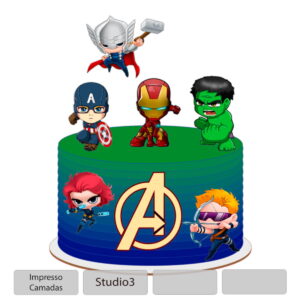 Arquivo topo de bolo Mini Vingadores +1 tema da loja