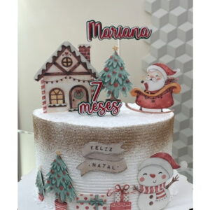 Arquivo Topo de Bolo Natal Papai Noel+1 de Brinde