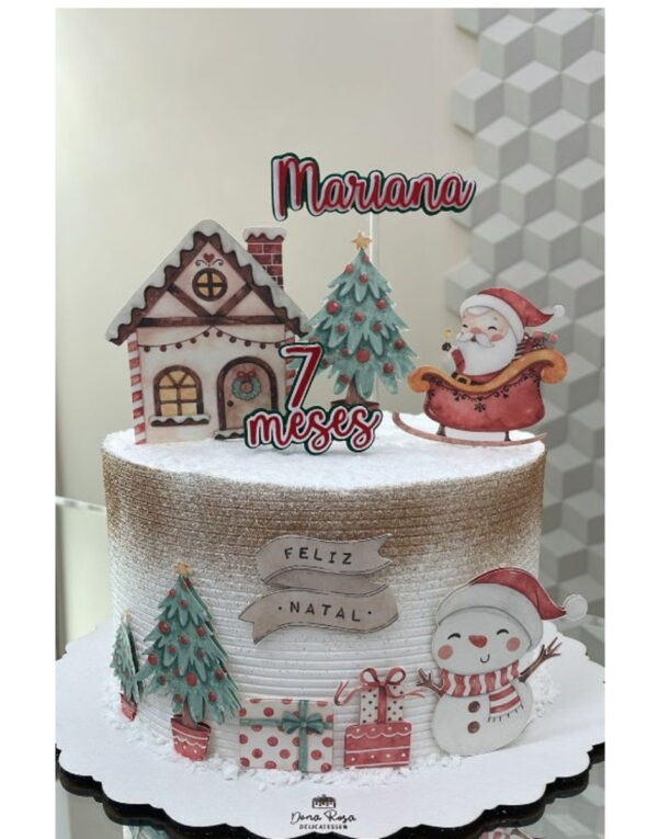 Arquivo Topo de Bolo Natal Papai Noel+1 de Brinde