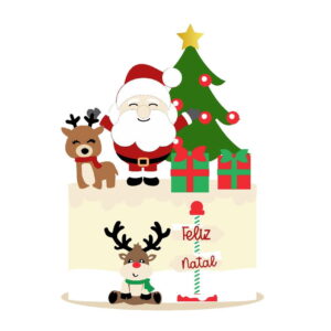 Arquivo topo de bolo natal papai noel e rena