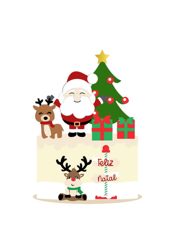 Arquivo topo de bolo natal papai noel e rena