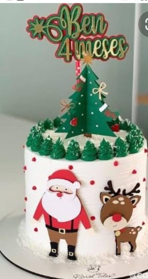 Arquivo Topo de Bolo Natal Papai Noel Renas .studio