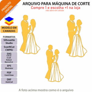 Arquivo Topo de Bolo Noivos Casamento +1 Arquivo da Loja