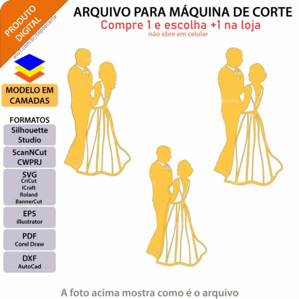 Arquivo Topo de Bolo Noivos Casamento +1 Arquivo da Loja