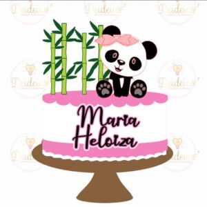 Arquivo topo de bolo panda menina em camadas com bambu