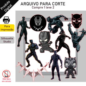 ARQUIVO Topo de bolo Pantera Negra +1tema da loja