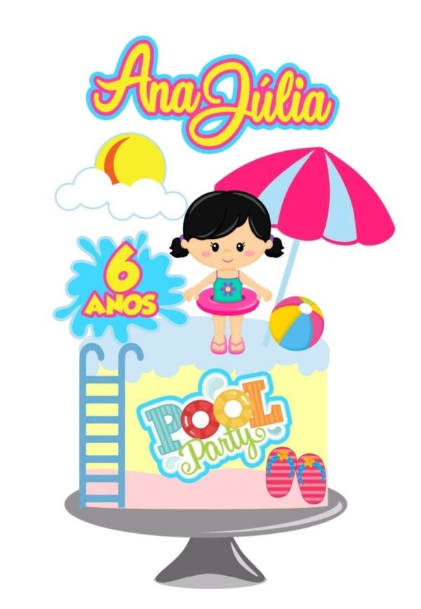 Arquivo topo de bolo Pool Party