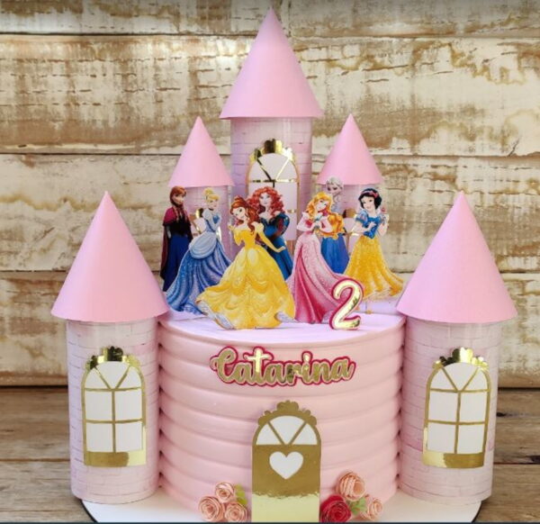 ARQUIVO Topo de bolo Princesas com Castelo +1 tema da loja - Image 2