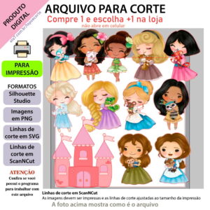 ARQUIVO Topo de bolo Princesas Cute +1 arquivo da loja