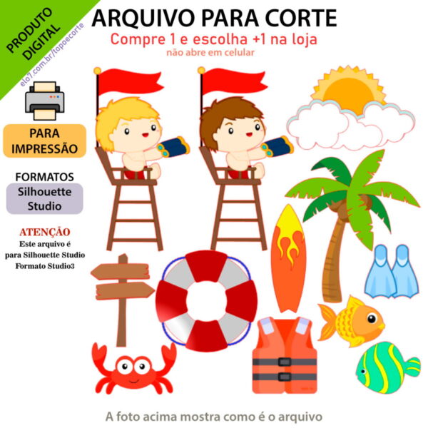 ARQUIVO Topo de bolo Salva-Vidas +1 arquivo da loja