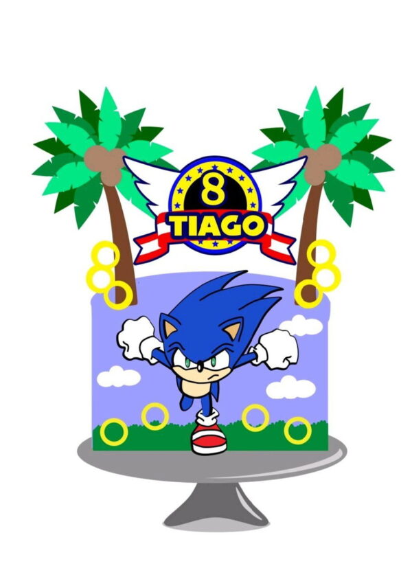 Arquivo topo de bolo Sonic camadas