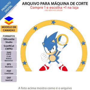 Arquivo Topo de Bolo Sonic Moeda +1 Arquivo da Loja