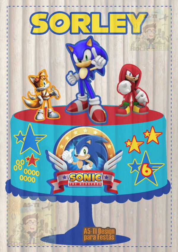 Arquivo TOPO de bolo Sonic Ref: 366