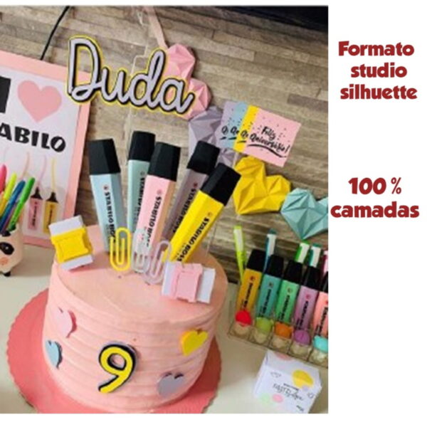 Arquivo topo de bolo Stabilo Papelaria canetas COD: 45