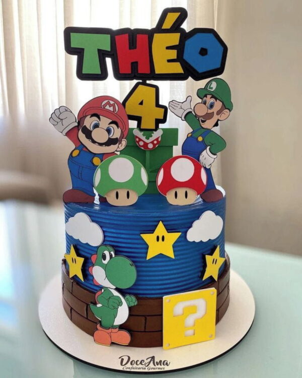 Arquivo Topo de Bolo Super Mario + 4 Arquivos a Sua Escolha