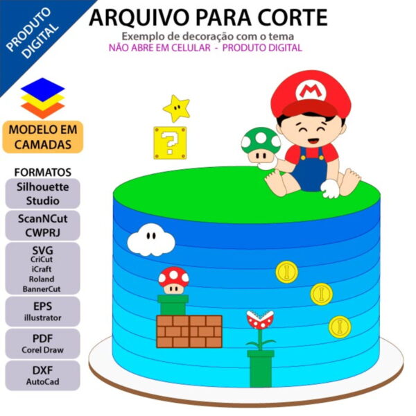 ARQUIVO Topo de bolo Super Mario Baby +1 arquivo da loja - Image 2