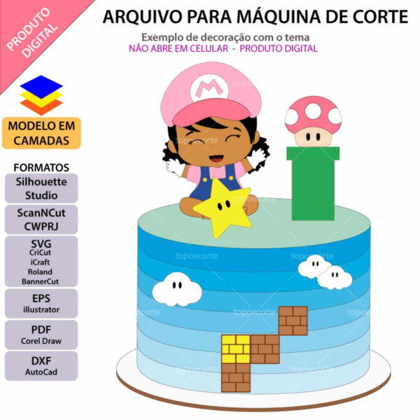 Arquivo Topo de Bolo Super Mário Baby Menina +1 Arquivo - Imagem 2