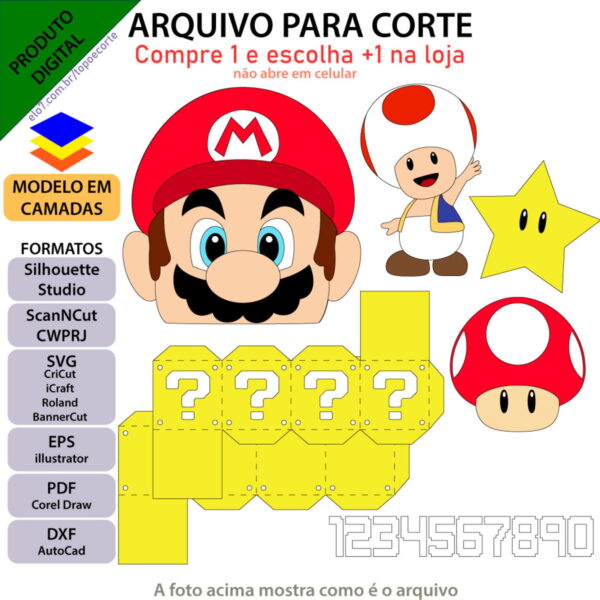 Arquivo Topo de Bolo Super Mario Bolo +1 Arquivo da Loja - Image 2
