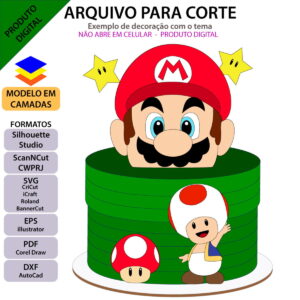 Arquivo Topo de Bolo Super Mario Bolo +1 Arquivo da Loja