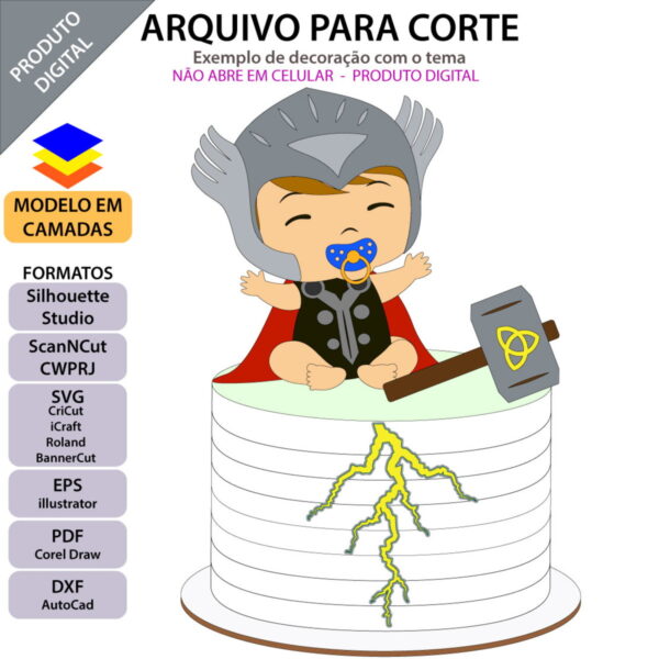Arquivo Topo de Bolo Thor Bebê +1 Arquivo da Loja - Image 2