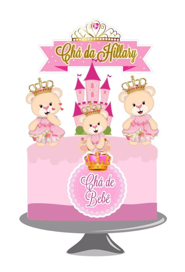 Arquivo topo de bolo ursa princesa