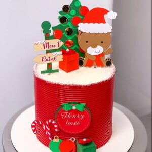 Arquivo Topo de Bolo Ursinho Primeiro Natal .studio