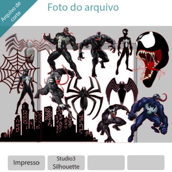ARQUIVO Topo de bolo Venom Homem Aranha - Imagem 2