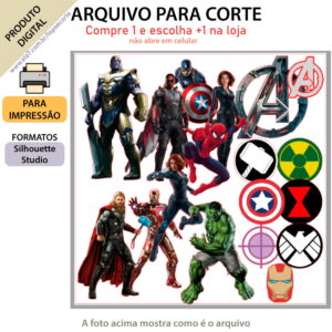 ARQUIVO Topo de bolo Vingadores +1 tema da loja