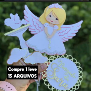 Arquivos de Corte- Batizado Menina (topo em Camadas)