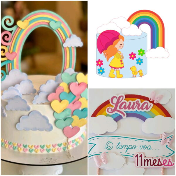Arquivos de Corte Topo de Bolo Arco Iris