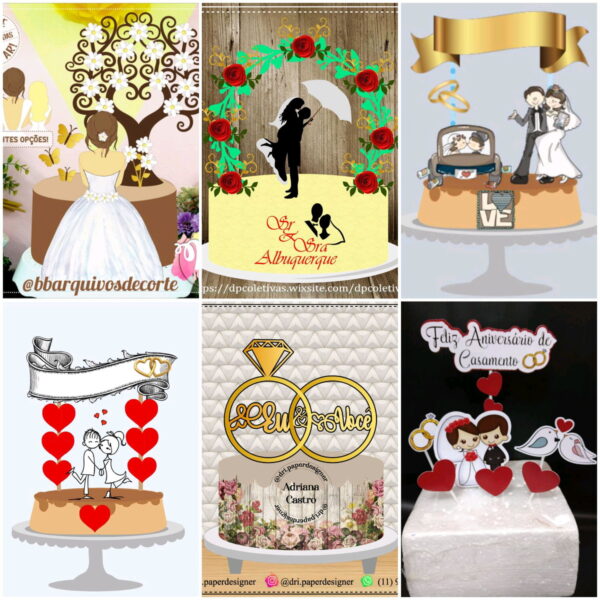 ARQUIVOS DE CORTE TOPO DE BOLO casamento - Imagem 2