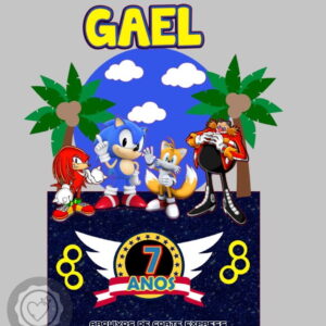 Arquivos de Corte Topo de Bolo Sonic Nome Personalizado