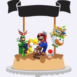 Arquivos Silhouette topo de bolo Mario bros em camada