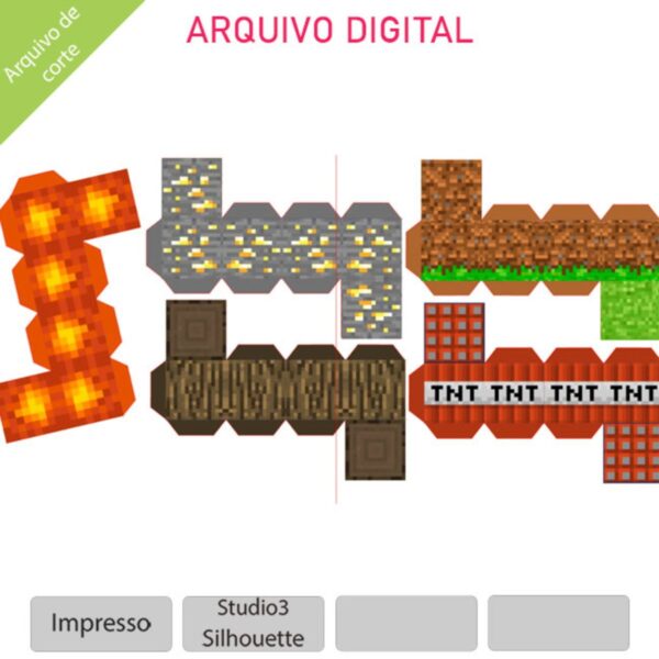 ARQUVIO corte - Topo de bolo Minecraft com blocos +1 tema - Image 2