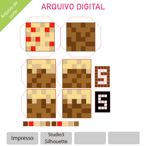 ARQUVIO corte - Topo de bolo Minecraft com blocos +1 tema - Image 3