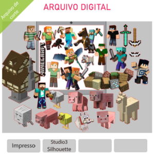 ARQUVIO corte - Topo de bolo Minecraft com blocos +1 tema