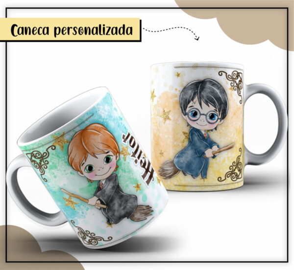 Arte Caneca Digital Harry Potter Aquarela - Arquivo Digital