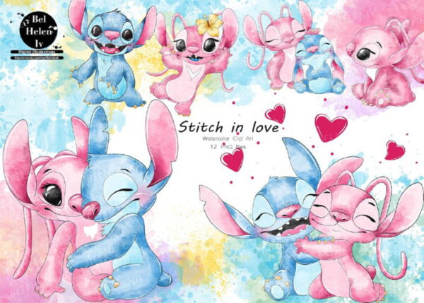 Arte Digital Lilo Stitch Aquarela - Imagem 2