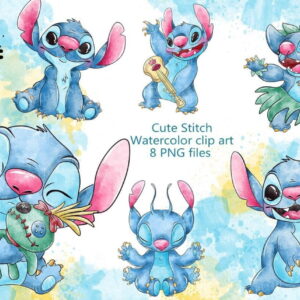 Arte Digital Lilo Stitch Aquarela
