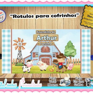 Arte Digital para Cofrinho Fazendinha Aquarela