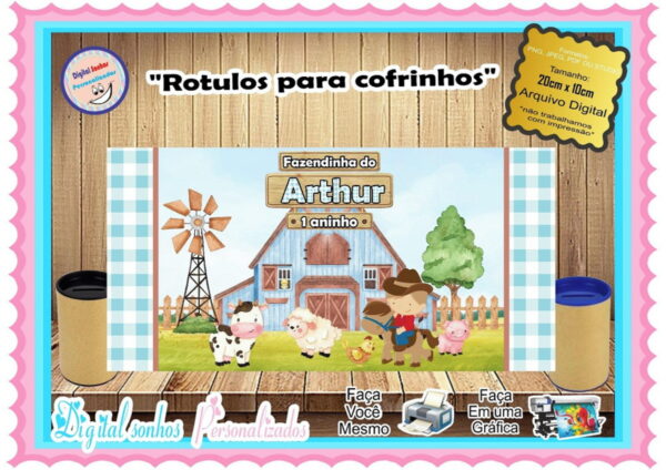 Arte Digital para Cofrinho Fazendinha Aquarela