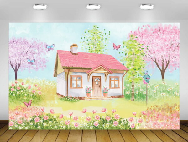 Arte Digital para Painel Casa de Boneca Aquarela