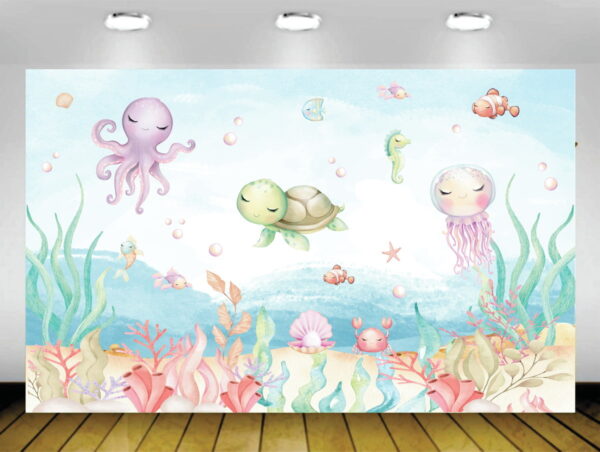Arte Digital para Painel Fundo do Mar Aquarela