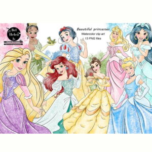 Arte Digital Princesas Disney Aquarela