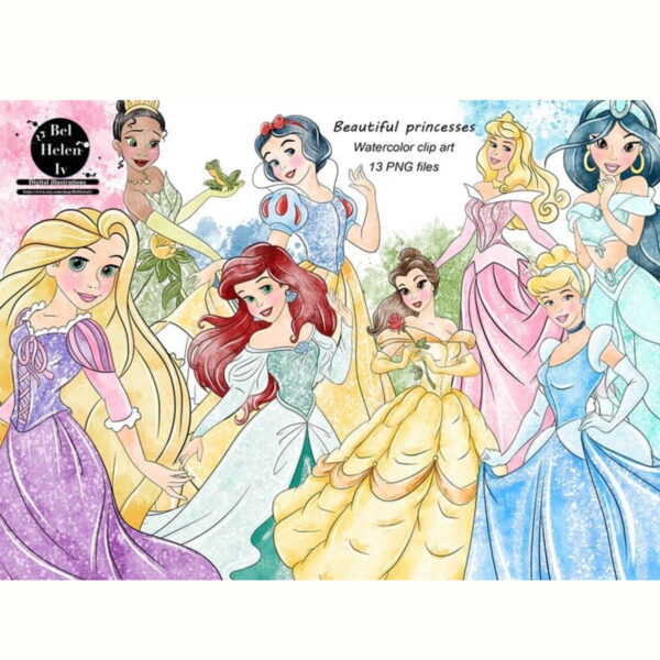 Arte Digital Princesas Disney Aquarela