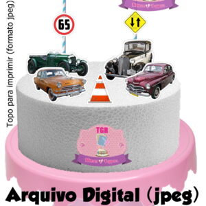 Arte Digital Topo de bolo Carros antigos 1 para imprimir jpg