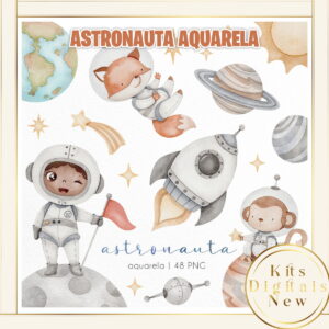ASTRONAUTA AQUARELA KIT DIGITAL